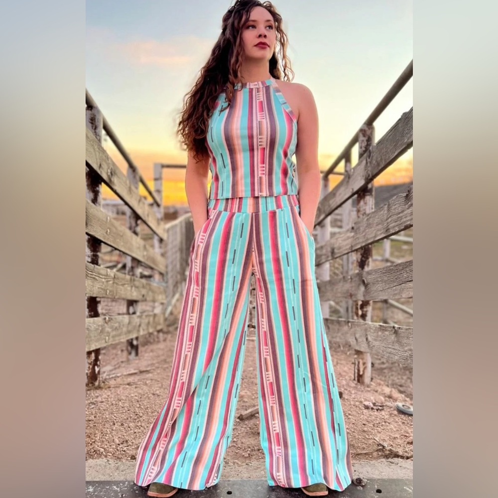 Beat Of Your Heart 2-Piece Set • Western Serape Striped Print • Size 2XL • NWT